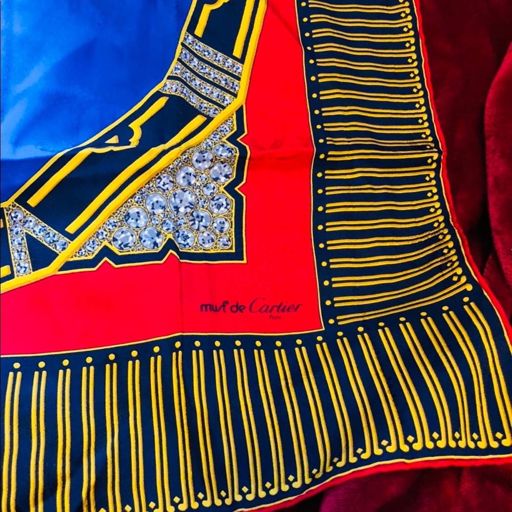Authentic Must De Cartier 100%Silk Scarf - Picture 6 of 8